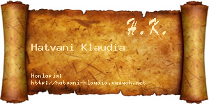 Hatvani Klaudia névjegykártya
